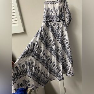 Blue and white strapless dress Ann Taylor